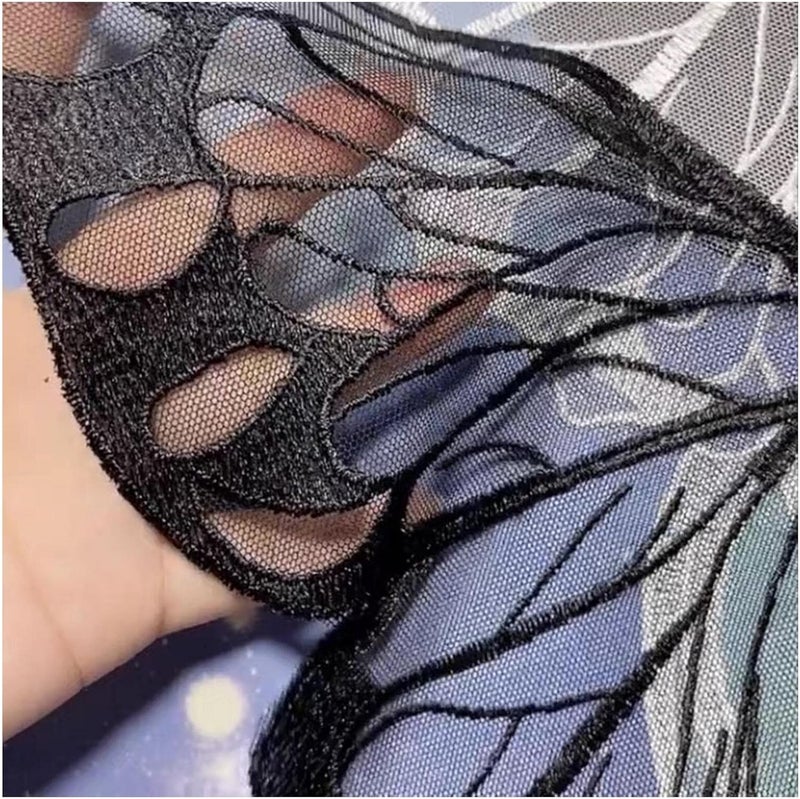 SuiGlory 1 Pair Butterfly Lace Applique, Embroidered Trim Applique Patches Decor Bridal Wedding Dress Decoration (Black) - Image 5